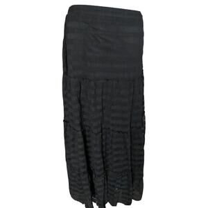 Chicos Black Maxi Broom Skirt Women 1 L 8 10 lace long Mesh Tiered Boho Sheer